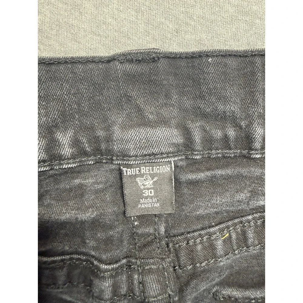 True Religion Ricky Relaxed Straight Jeans Men's 30 Black Flap Pockets Logo